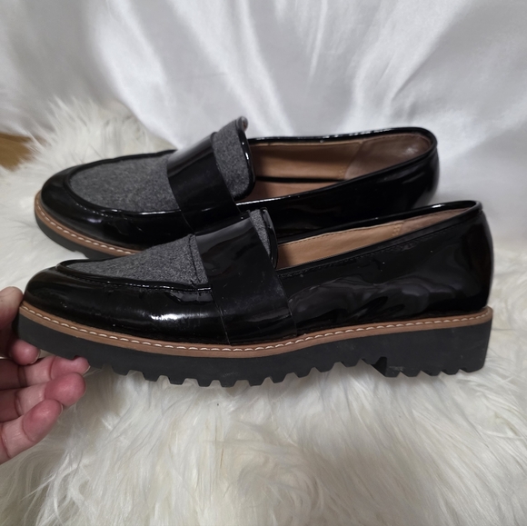 Halogen Shoes - Halogen Black and Gray Leather & Wool Loafers